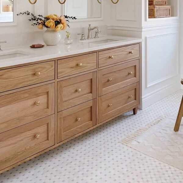 Customized double sink oak vanity - Image 2