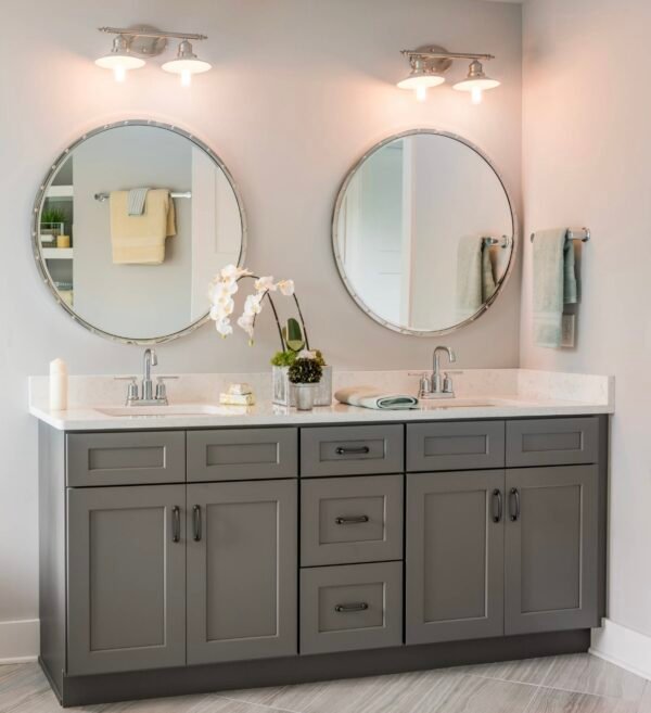 Australian grey shaker vanity with marble benchtop
