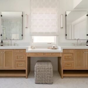 Natural stained oak vanity 128"
