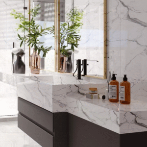 Custom fancy marble bathroom cabinet