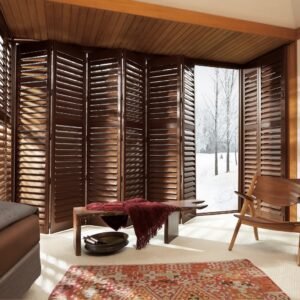 Solid wood louver folding door
