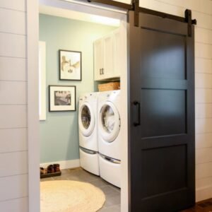 Solid wood 3 panel black barn Door