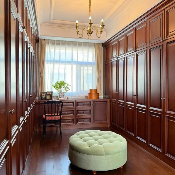U shaped cherry wood closet