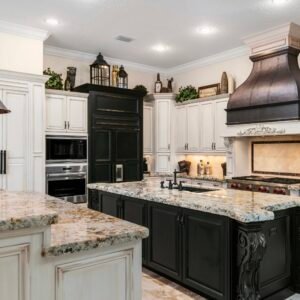 Luxury classical black & white kitchen cabinet
