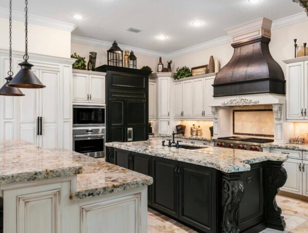 Luxury classical black & white kitchen cabinet