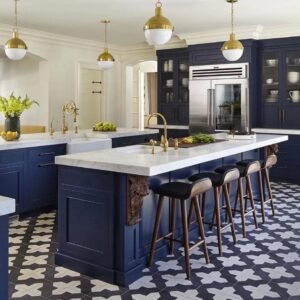Contemporary navy blue kitchen cabinet