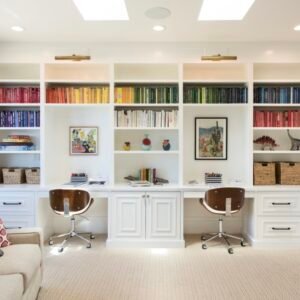 Solid wood home office with raised door panel