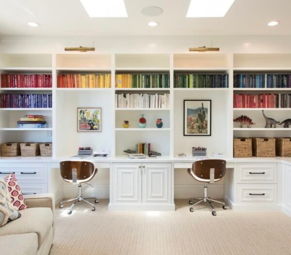 Solid wood home office with raised door panel
