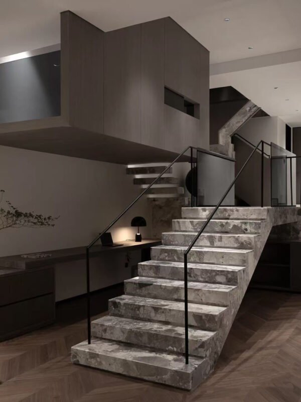 Italian grey marble staircase