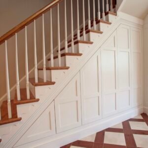 Custom made functional stair storage