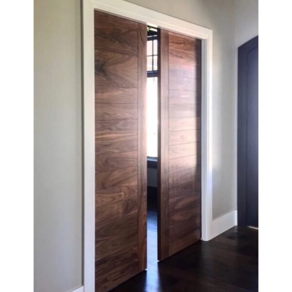 100% Bespoke natural walnut veneer pocket door