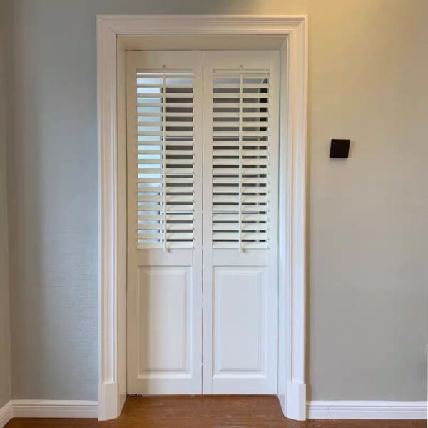 Closet white wooden shutter door