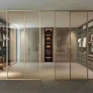 Closet partition golden sliding door