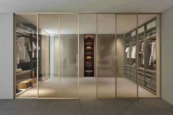 Closet partition golden sliding door