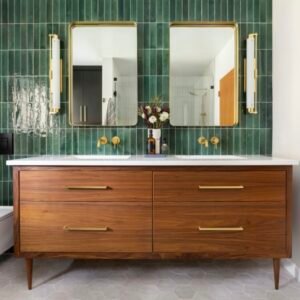 Free standing 60'' black walnut bath vanity