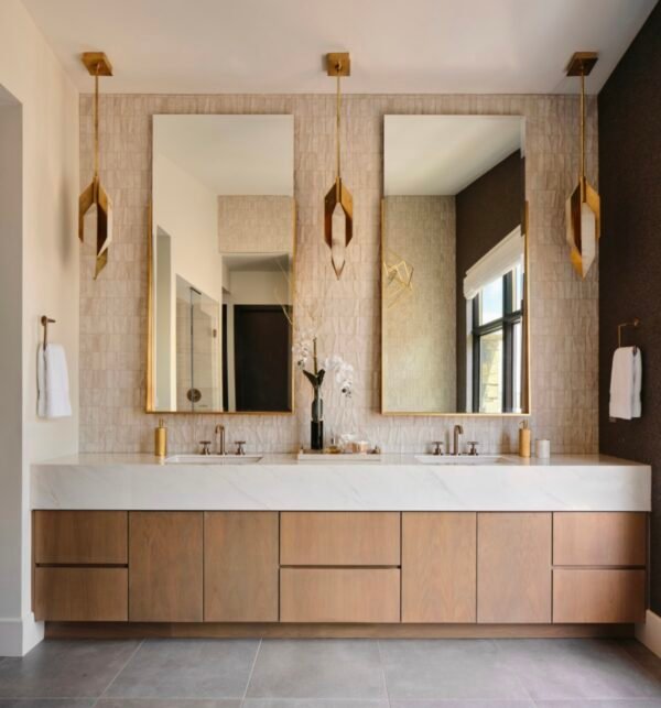 Bespoke modern wall mounted bath cabinet